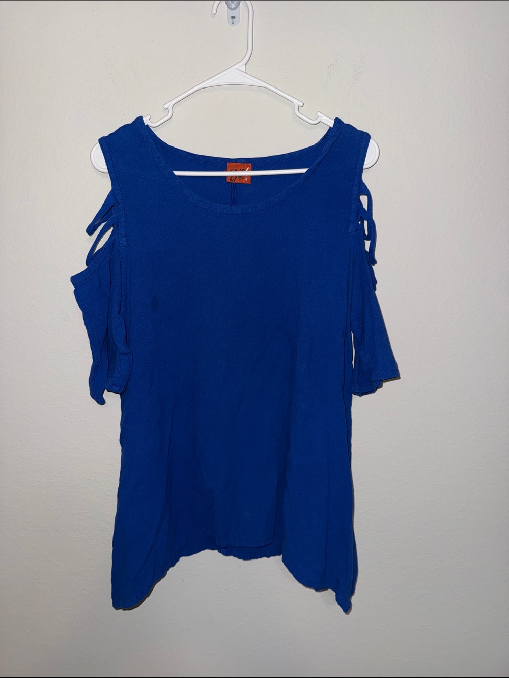 Oh My Gauze! Royal Blue Cold-Shoulder Tank Top - size 2/Large